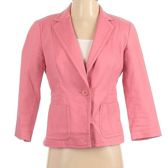 Talbots Women's Pink Jacket Blazer Coat Classic Cotton Jacket with Pockets, Sz 2 - Picture 1 of 4